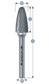 Твердосплавная борфреза Karnasch в форме параболы с закруглённым торцом 